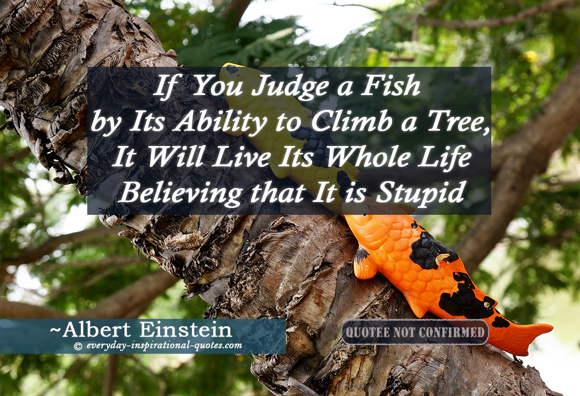 If You Judge a Fish by Its Ability to Climb a Tree, It Will Live Its Whole Life Believing that It is Stupid